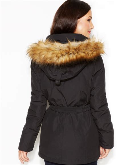 michael kors luxe faux fur trim hooded zip jacket
